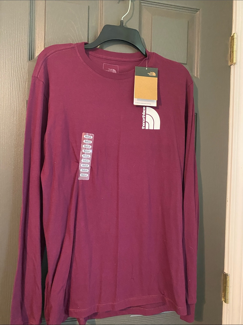 The North Face Men’s Long-Sleeve Logo Tee — Burgundy/Maroon